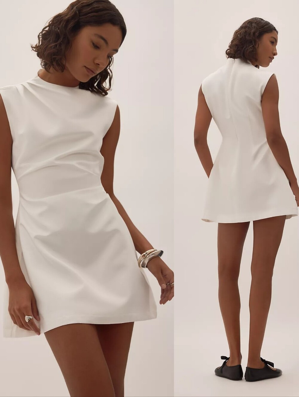 Odd Muse Satin High-Neck Mini Dress White Medium Bridal - Picture 2 of 10